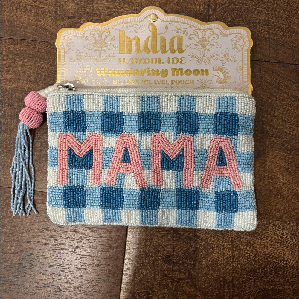 India Handmade Wandering Moon Beaded Pouch Bag “MAMA”
